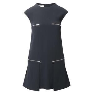STELLA MCCARTNEY $1,995 Gisella Crepe Mini Zipper Shift Dress Black |  4-6